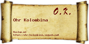 Ohr Kolombina névjegykártya
